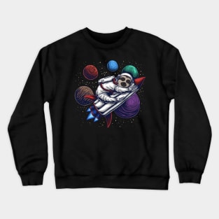 Sloth on Space Rocket Crewneck Sweatshirt